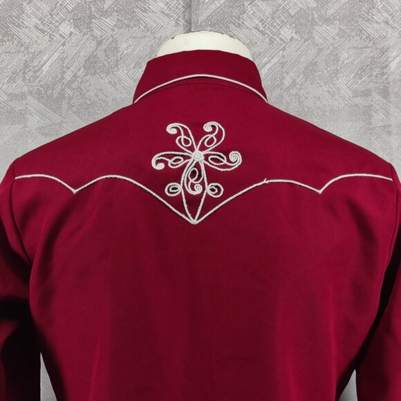 VINTAGE H Bar C California Ranchwear Shirt Men Medium Red Western Pearl Snap 70s - Picture 6 of 12